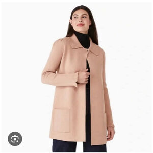 Kate Spade Ruffle Long Sweater Blazer Size S Dusty Rose‎ Single Button Knit